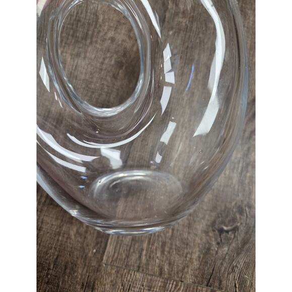 Polish Clear Glass Doughnut Donut Hole Pitcher Decanter Hand Blown Poland - Picture 6 of 10